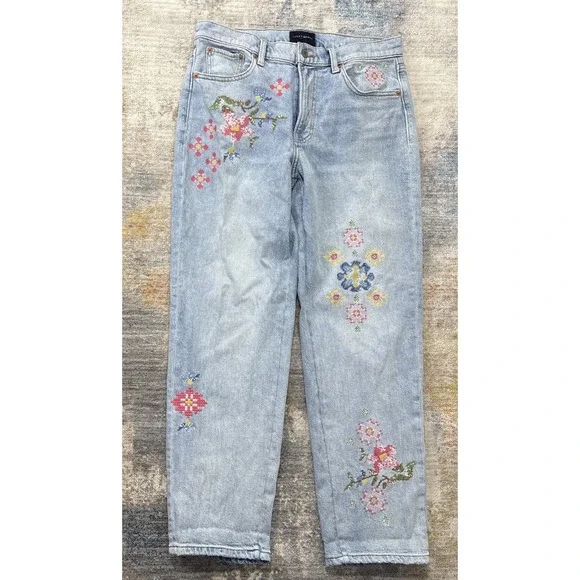 Lucky Brand 6/29R Jeans Womens Embroidered Floral Coquette Cottagecore - Picture 2 of 9